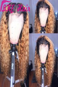 Parrucca lunga riccia crespa simulazione capelli umani parrucca prepizzicata parrucca bionda Ombre prepizzicata parrucche anteriori in pizzo sintetico Glueless per il nero Wom3878605