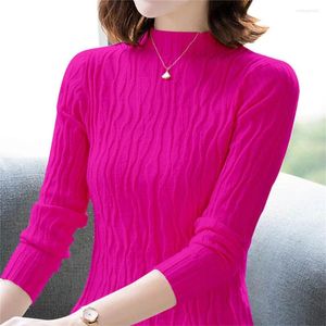 Women's Sweaters Fashion Turtleneck Knitted Solid Color All-match Sweater Clothing 2024 Autumn Casual Pullovers Loose Korean Tops