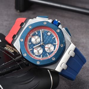 High-End Men's Watch High Quality Quartz Movement Six Hand Chronograph Running Second Watch Fashion Rubber Strap Casual Sports Watch