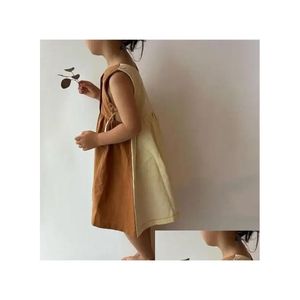 Girls Dresses Girl Children Clothing Dress 2024 Summer Cotton And Linen Vest Work Color Personality Kids Casual Simple Drop Delivery B Ot7Fh