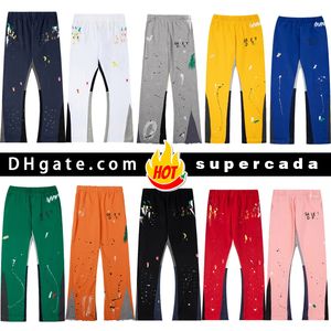 Mens Jeans Calças Galerias Sweatpants Dept Speckled Carta Imprimir Casal Feminino Solto Versátil Casual Reto Graffiti Vermelho Cinza