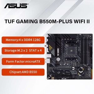 Nytt ASUS TUF Gaming B550M-Plus WiFi II Moderkort med PCIe 4.0 Dual M.2 Wi-Fi 6 HDMI DisplayPort SATA 6 Gbps