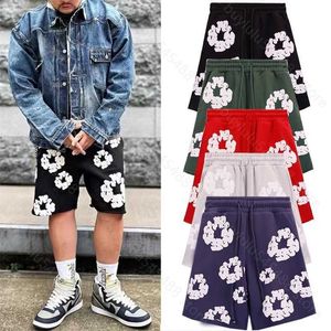 Designer Denimtears Män och kvinnor mode Summerkläder Tracksuits Main Line Cotton Shorts Foam Printed European American High Street Loose Case Capris