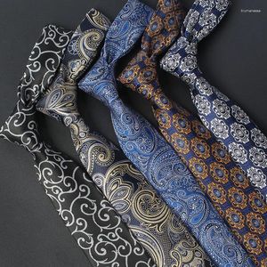 Bow Ties Fashionable Retro Western Pattern 1200 Needle Polyester Silk Men's Neckties 7cm Groom's Wedding Banquet Formal Tie