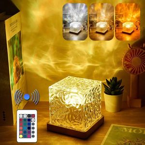 3 16 Colors Dynamic Rotating Water Ripple Projector Night Light Flame Crystal Lamp for Living Room Study Bedroom Bedside Decor