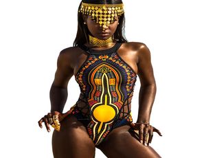 Africano Imprimir One Piece Swimsuit Dashiki Thong Swimwear Mulheres Trikini 2018 Oco Out Monokini Brasileiro Plus Size Maiô Y18846613