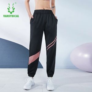 Capris vansydical jogging pant feminino listrado retalhos correndo esporte ginásio longo calça casual cintura elástica treino calças femininas