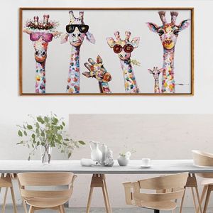 Abstract Cute Cartoon Giraffes Wall Art Decor Canvas Målning Affischtryck Canvas Art Pictures for Kids Bedroom Home Decor171Z