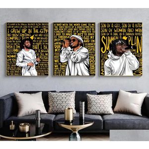 Obrazy raperzy J Cole Anderson Paak Music Singer Art Prints Płótno malarstwo moda Hip Hop Star Poster Sypialnia Living Wall Home Dhd9b
