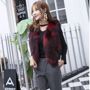 New Autumn Haining Winter Fox Grass Vest Women's Short Leather And Fur Tank Top, Kam Shoulder, Young Fashion Coat 3886
