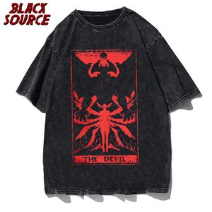 Şeytan Tarot Debiruman Devilman Crybaby Mens Tshirt Japonya Anime Tişört Harajuku Manga T-Shirts Pamuk Yaz Giyim 240304