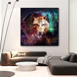 Moderner Minimalismus -Stil kühle Wolf Wolf Animal Oil Leinwand Malerei und Drucke Wandbilder für Wohnzimmerdekor Unfamed206g