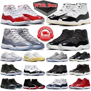 Kutu ile Jumpman 11 Retro Düşük Basketbol Ayakkabıları Erkek Kadın 11s Kiraz Midnight Navy Serin Gri Bred Concord Eğitmenler Doğa Sporları Sneakers