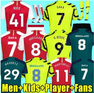 23 24 Saka Arsen Soccer Jerseys Smith Rowe G.Jesus Saliba Fans Player Version Odegaard Martinelli 23 24 NKETIAH FOTBALL SHIRT MEN barn Set uniformer