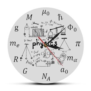 Wissenschaft Kunst Physik Elemente und Symbole Wanduhr Mathe Gleichungen Wanddekoration Stille Uhr Laborschild Physiker Geschenk2772