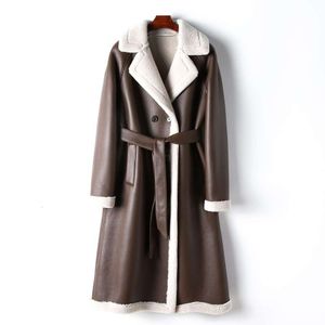 Autumn And 2024 Spring New Ecological Leather Long Fur Women's All Wool Inner Warm Coat 9191