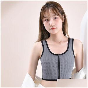 Yoga Outfit Women Front Zipper Sport Bra For Running Gym Padded Push Up Seamless Top Shockproof Fitness Vest Nylon Breathable Sports D Otgbf