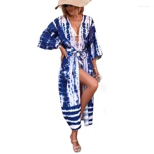 Женский купальник, пляжные кардиганы с поясом, длинное кимоно для плавания