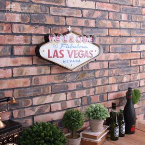 Las Vegas Dekoracja metalowa malarstwo Welcome Znaki LED Bar Wall Decor230J