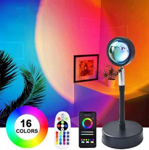 Indoor Lighting Sunset Lamp RGB 16 Colors APP Remote Control Atmosphere Projection Led Night Light For Home Bedroom Shop Backgroun5483692