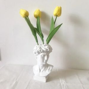 Kreative David-Portrait-Vase im nordischen Stil, menschlicher Kopf, Blumenvasen, dekorative Ornamente, Kunstharz, Zuhause, Blumen, Kunst-Dekor, Statue 240306