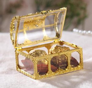 Treasure Chest Candy Box Wedding Favor Mini Presentlådor Matklass Plast Transparent smycken Stoage Case7696011