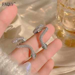 Backs Earrings 1PC Silver Color Pave Zircon Snake Ear Cuff With Stud Punk Pierced Clip For Women Cartilage Clips Jewelry