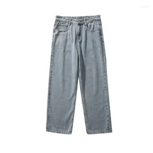 Jeans da uomo 2024 primavera uomo moda coreana blu rosa bianco streetwear pantaloni larghi in denim pantaloni dritti a gamba larga