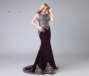 Purple Crystal Mermaid Black Beaded Prom Party Dress 2019 Sexig Elegant Beading Vestidos de Festa Evening Wear Formal Eccase Gown4483931