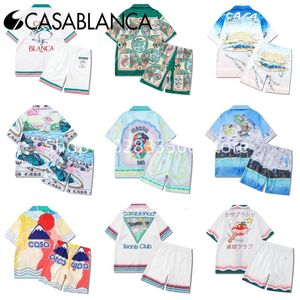 Ultradünnes Sommer-Casablanca-Shorts-T-Shirt-Set für Herren, hochwertiges, lässiges TENNS-Club-Strand-T-Shirt im hawaiianischen Stil 240311