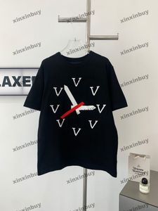 xinxinbuy Men designer Tee t shirt 2024 Clock letter jacquard short sleeve cotton women gray black white green S-2XL