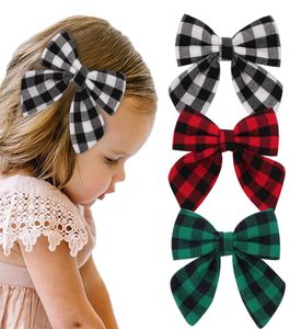 Baby Christmas Hair Accessory Plaid Bow Clip for Girl Princess Barrettes Hairband Bowknot Boutique Ins7747107