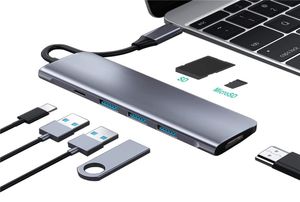 Multifunktionell 7 i 1 USBC Hub USB30 2XUSB20 HDTV SD TF -kortläsare PD -laddning för MacBook -surfplatta8227786