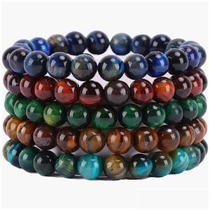 Frisado 8mm Pedra Natural Handmade Frisado Strands Charme Pulseiras 5 Pçs / Set Party Club Yoga Esportes Jóias Para Homens Drop Delivery Jeweller Dhnyt