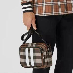 Retro tb kamera kadın erkekler çanta lüks tasarımcı crossbody klasik vintage kontrol çizgileri naylon deri marka tuval cüzdan pochette el çantası