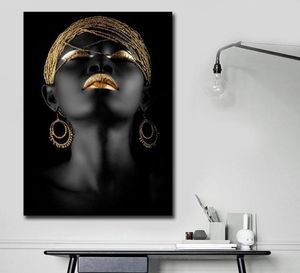 African Black Woman Canvas Printing Wall Art Abstrakt Målning Canvas Målningar för vägg och heminredning vardagsrum DekorAction9776286