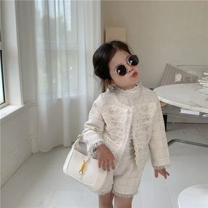 Dziewczyny Tweed strój maluch jesienne ubrania Zestaw jesiennych butików odzieży dla dzieci Zestaw dzieci