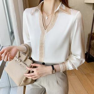 Camicia in chiffon da pendolarismo a maniche lunghe elegante con splicing francese primaverile ed estivo Top Blusas Mujer da donna C024 240226