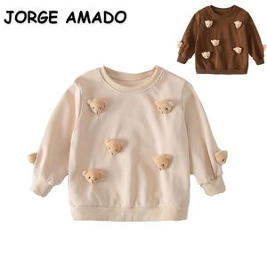 Primavera Autunno Abiti coordinati per la famiglia Neonata Ragazzo Body Cartoon Orso Appliques Pullover Allentato Mamma Papà Felpe E1245 240301