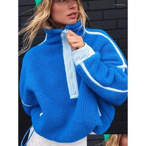 Women's Sweters Women Sweters Woman Sherpa Silower Zip Up Bluie Turtleeck Work Dstring Streetwear Faux Lambslool Oversize bluza Dhayy