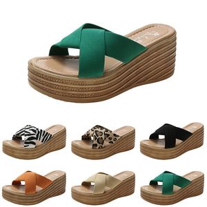 slippers women sandals high heels fashion shoes GAI summer platform sneakers triple white black brown green color2