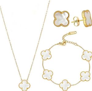 Sets necklaces 4 Leaf Clover Jewelry Pendant Fashion Earring Bracelet Necklace Lucky Set Wedding Women Bridal Jewelry Sets daily outfit gifts