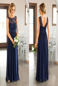 Bridesmaid Dresses New Cheap Country For Weddings Navy Blue Jewel Neck Lace Appliques Floor Length Plus Size Formal Maid of Honor 5779587