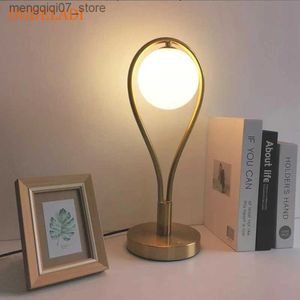 Lamps Shades Nordic LED Glass Ball Brass Table Lamp Modern bedroom Living Room Study bedside Hotel Home Decor Desk Lamp Push switch L240311