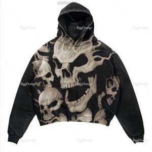 Halloween tryckt hoodie harjuku street kläder y2 mode stor hoodie hip hop gotisk långärmad