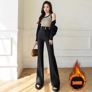 Women's Pants Ladies Fashion Plush And Thicken Flared Women Clothing Woman Nice OL Trousers Female Girls Streetwear Clothes BPAX8182