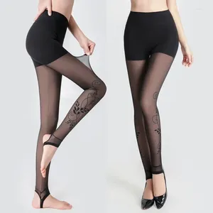 Leggings da donna inverno caldo sexy sottile collant traslucido collant in nylon vita alta elastico calzino di lana pantaloni donna legging termico