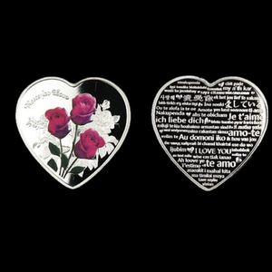 10 PCS NON MAGNETIC THE 2019 Forever Love Heart Shaped Rose Loverギフトバッジシルバーメッキ40 mmお土産記念装飾241Q