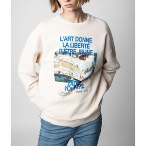 Women Zadig Voltaire Hoodies Sweatshirts Shenzhen Nanyou High end ZV New Letter Printing Style Commuting Long sleeved Sweater