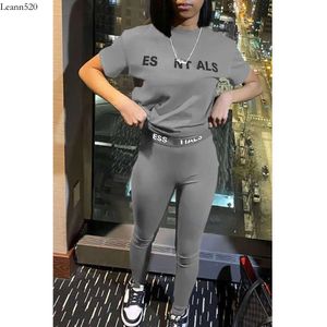 Designer 2024 calças silm terno das mulheres duas peças jogger conjunto novas letras impressas manga curta sexy moda calças justas ternos